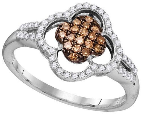 10KT White Gold 0.33CTW COGNAC DIAMOND FASHION RING