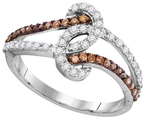 10KT White Gold 0.50CTW COGNAC DIAMOND FASHION RING