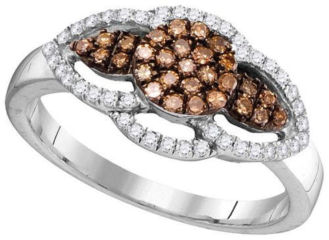 10KT White Gold 0.35CTW COGNAC DIAMOND FASHION RING