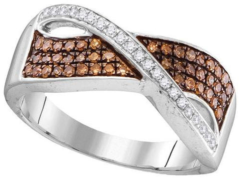 10KT White Gold 0.33CTW COGNAC DIAMOND FASHION RING