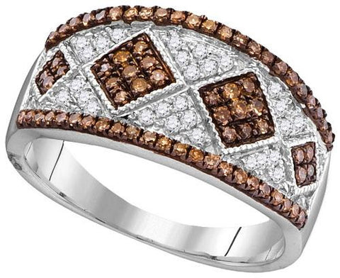 10KT White Gold 0.50CTW COGNAC DIAMOND FASHION RING