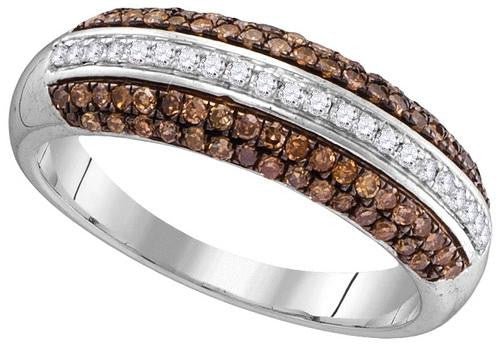 10KT White Gold 0.51CTW COGNAC DIAMOND FASHION RING