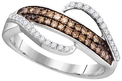 10KT White Gold 0.33CTW COGNAC DIAMOND FASHION RING