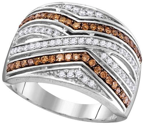 10KT White Gold 0.50CTW COGNAC DIAMOND FASHION RING