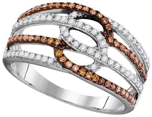 10KT White Gold 0.45CTW COGNAC DIAMOND FASHION RING