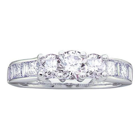 14KT White Gold 1.50CTW DIAMOND  3 STONE BRIDAL RING