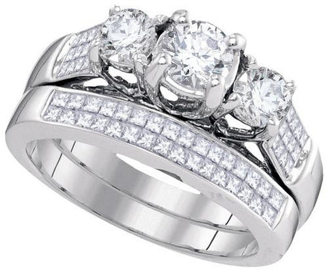 14KT White Gold 2.00CT DIAMOND C=0.75-S=2*.25 3-STN BRIDAL SET