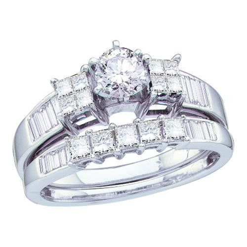 14KT White Gold 1.00CTW DIAMOND LADIES BRIDAL SET WITH 0.40CT ROUND CENTER