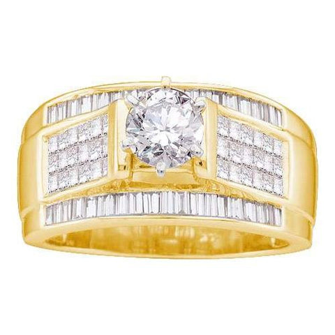 14KT Yellow Gold 1.50CTW DIAMOND 0.50CT CENTER ROUND BRIDAL RING