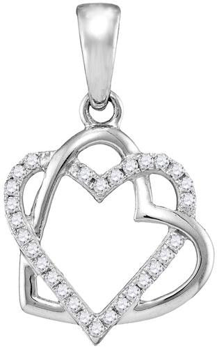 10KT White Gold 0.25CTW DIAMOND HEART PENDANT