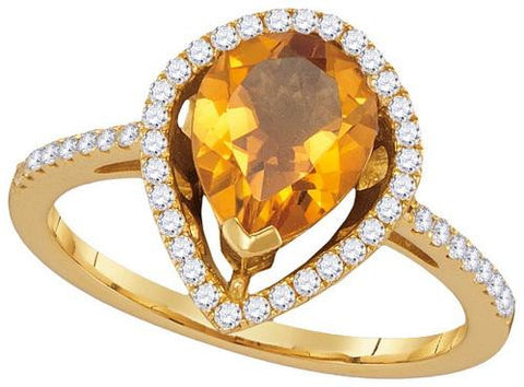 14KT Yellow Gold 0.24CTW-Diamond 1.25(MIN)CT CITRINE RING