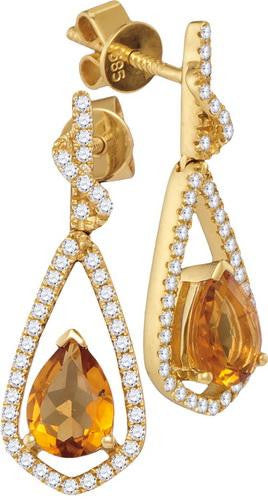 14KT Yellow Gold 0.35CTW-Diamond 0.55(MIN)CT CITRINE EARRING