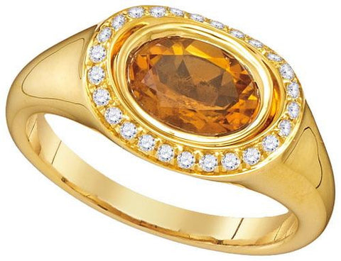 14KT Yellow Gold 0.16CTW-Diamond 0.95(MIN)CT CITRINE RING