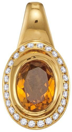 14KT Yellow Gold 0.16CTW-Diamond 0.95(MIN)CT CITRINE PENDANT