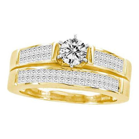 14KT Yellow Gold 1.46CTW DIAMOND 0.40CT ROUND CENTER BRIDAL SET