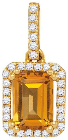 14KT Yellow Gold 0.14CTW-Diamond 1.00(MIN)CT CITRINE PENDANT