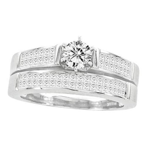 14KT White Gold 1.50CTW DIAMOND 0.40CT ROUND CENTER BRIDAL SET