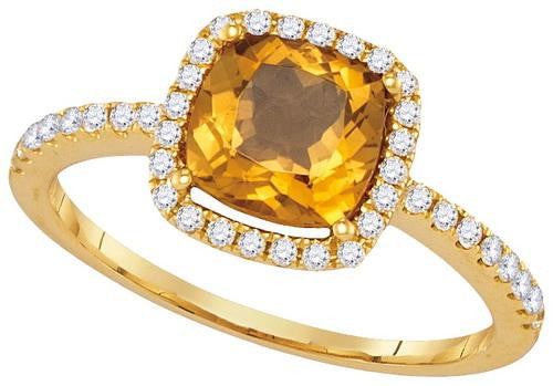 14KT Yellow Gold 0.25CTW-Diamond 1.15(MIN)CT CITRINE RING