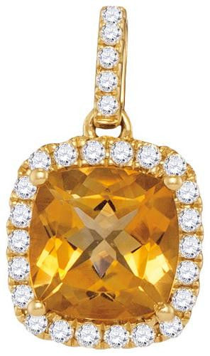 14KT Yellow Gold 0.19CTW-Diamond 1.15(MIN)CT CITRINE PENDANT