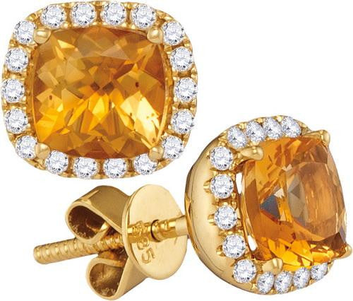 14KT Yellow Gold 0.26CTW-Diamond 0.75(MIN)CT CITRINE EARRINGS