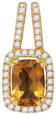 14KT Yellow Gold 0.18CTW-Diamond 0.65(MIN)CT CITRINE PENDANT