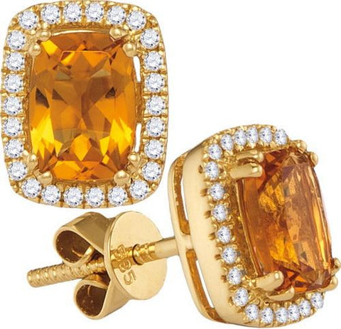 14KT Yellow Gold 0.21CTW-Diamond 0.65(MIN)CT CITRINE EARRINGS