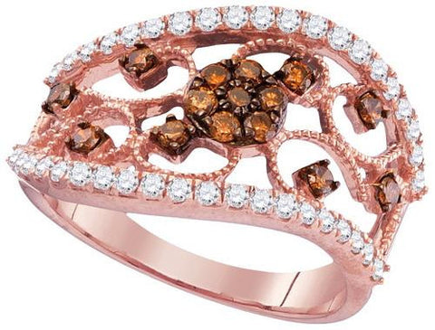 10KT Rose Gold 0.85CTW COGNAC DIAMOND FASHION RING