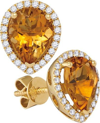 14KT Yellow Gold 0.26CTW-Diamond 1.25(MIN)CT CITRINE EARRING