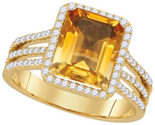 14KT Yellow Gold 0.44CTW-Diamond 2.50(MIN)CT CITRINE RING