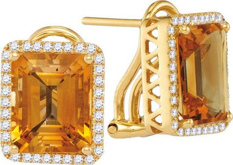 14KT Yellow Gold 0.32CTW-Diamond 2.50CT-CITRINE EARRINGS