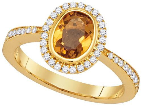 14KT Yellow Gold 0.29CTW-Diamond 0.95(MIN)CT CITRINE RING