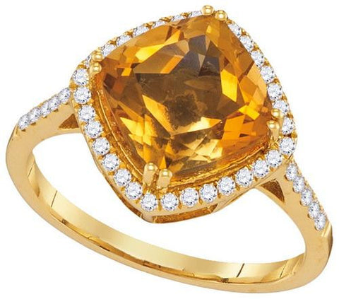 14KT Yellow Gold 0.26CTW-Diamond 2.50(MIN)CT CITRINE RING