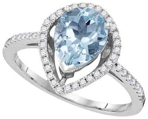 14KT White Gold 0.24CTW-Diamond 1.20(MIN)CT AQUA RING