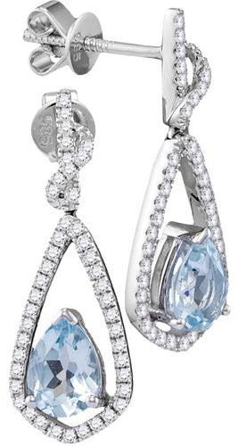 14KT White Gold 0.35CTW-Diamond 0.55(MIN)CT AQUA EARRINGS