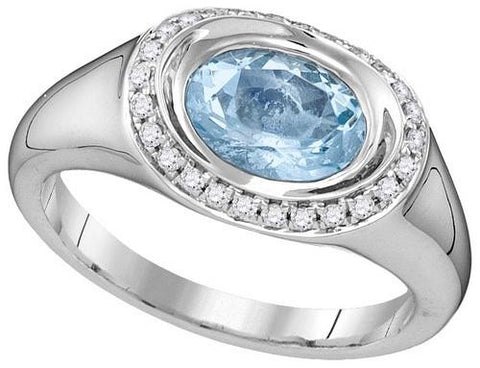 14KT White Gold 0.16CTW-Diamond 0.87(MIN)CT AQUA RING