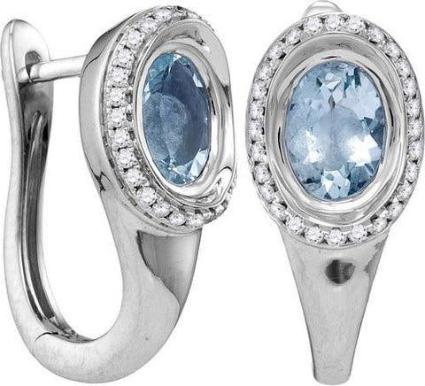 14KT White Gold 0.23CTW-Diamond 0.62(MIN)CT AQUA EARRINGS