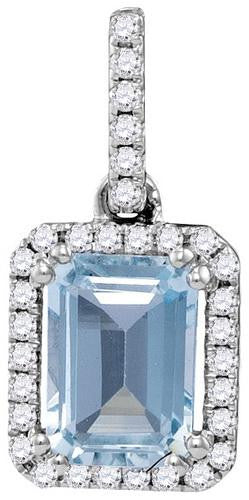 14KT White Gold 0.14CTW-Diamond 0.75CT(MIN) AQUA PENDANT