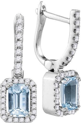 14KT White Gold 0.30CTW-Diamond 0.47(MIN)CT AQUA EARRINGS