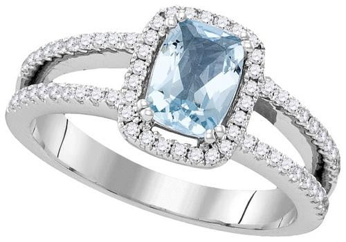 14KT White Gold 0.31CTW-Diamond 0.72(MIN)CT AQUA RING