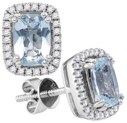 14KT White Gold 0.21CTW-Diamond 0.72(MIN)CT AQUA EARRINGS