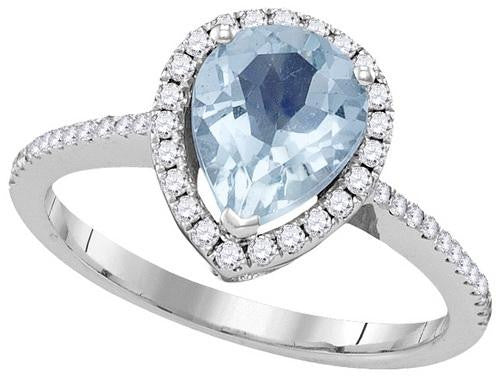 14KT White Gold 0.24CTW-Diamond 1.20(MIN)CT AQUA RING