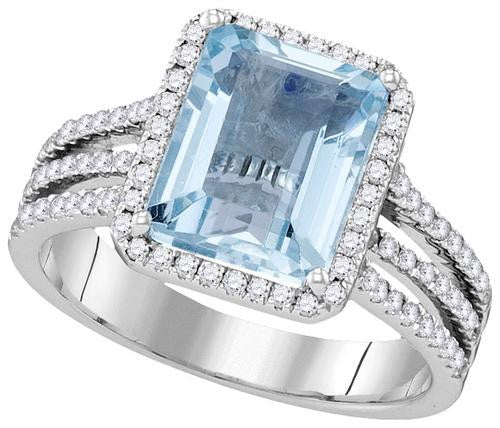 14KT White Gold 0.44CTW-Diamond 2.60(MIN)CT AQUA RING