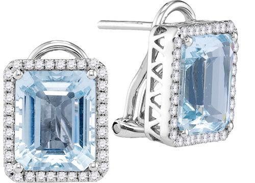 14KT White Gold 0.32CTW-Diamond 5.20(MIN)CT AQUA EARRINGS