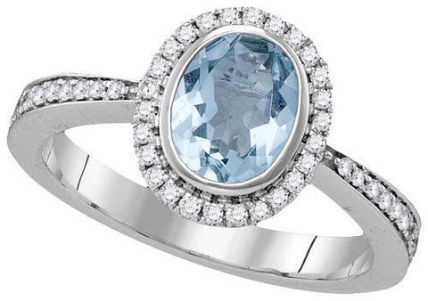 14KT White Gold 0.29CTW-Diamond 0.87(MIN)CT AQUA RING