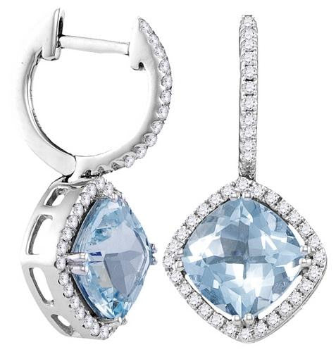 14KT White Gold 0.43CTW-Diamond 1.80(MIN)CT AQUA EARRINGS