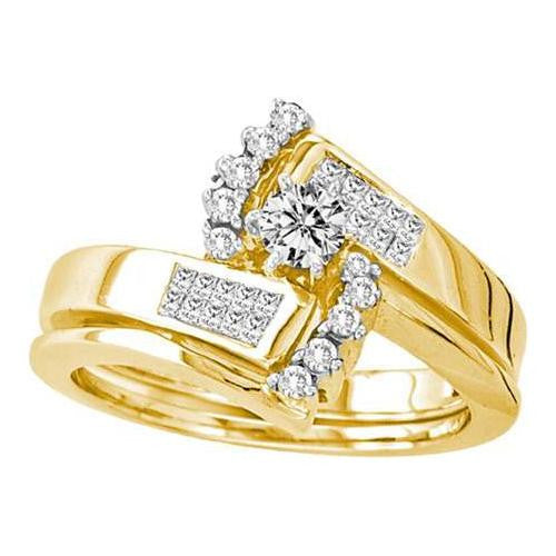 14KT Yellow Gold 0.50CTW DIAMOND 0.20CT ROUND CENTER BRIDAL SET