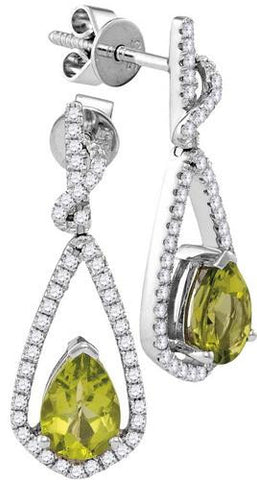 14KT White Gold 0.35CTW-Diamond 0.55(MIN)CT PERIDOT EARRINGS