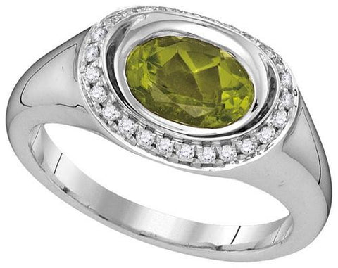 14KT White Gold 0.16CTW-Diamond 1.00(MIN)CT PERIDOT RING