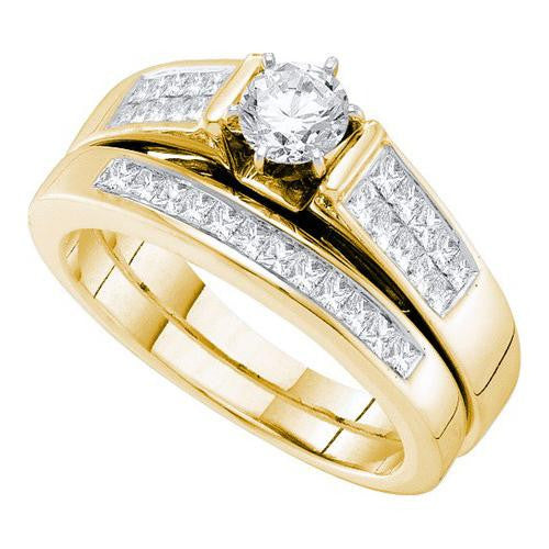 14KT Yellow Gold 1.07CTW DIAMOND 0.40CT ROUND CENTER BRIDAL SET