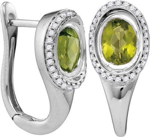 14KT White Gold 0.23CTW-Diamond 0.60(MIN)CT PERIDOT EARRINGS